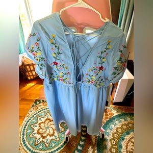 Blue floral embroidered dress. Bought off SHEIN.